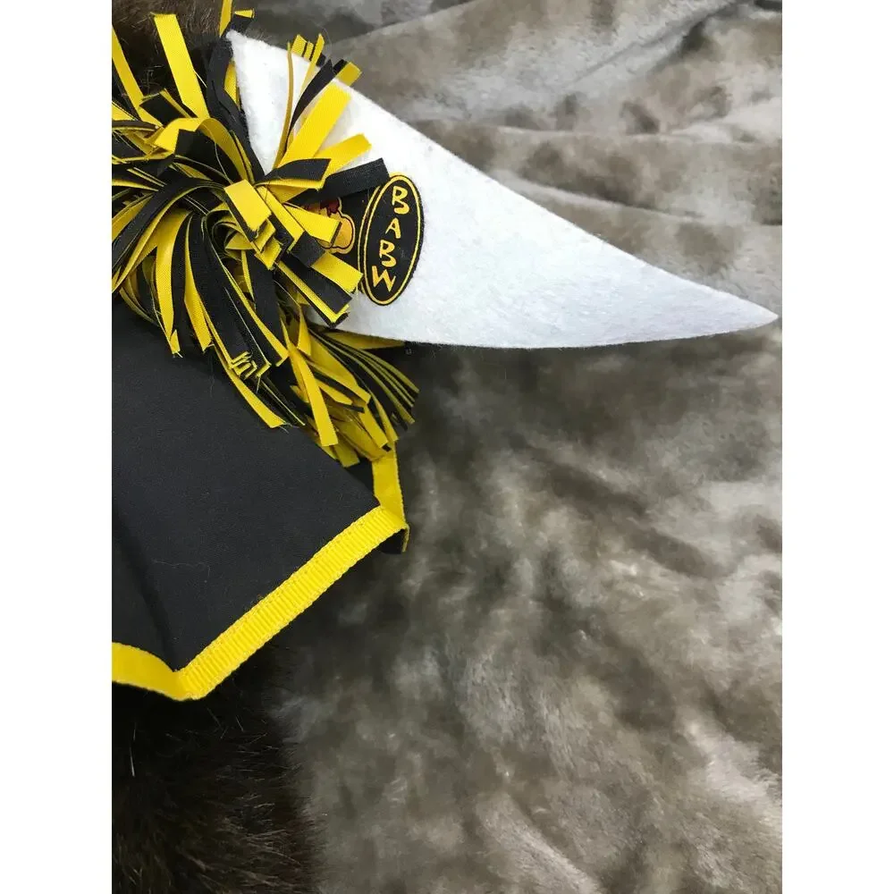 BAB Build a Bear Brown Moose Cheerleader Black Gold Bows